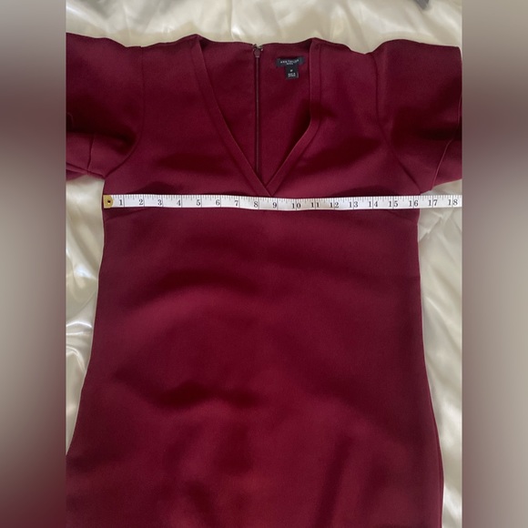 ANN TAYLOR Burgundy Flutter Sleeve Dress, Size 0P (zero Petite) - Picture 11 of 16